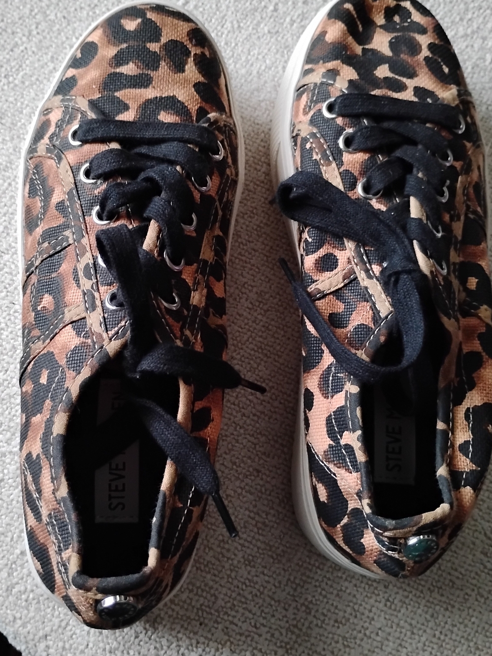 Steve Madden Leopard Print Lace-Up Sneakers in Brown/Black
